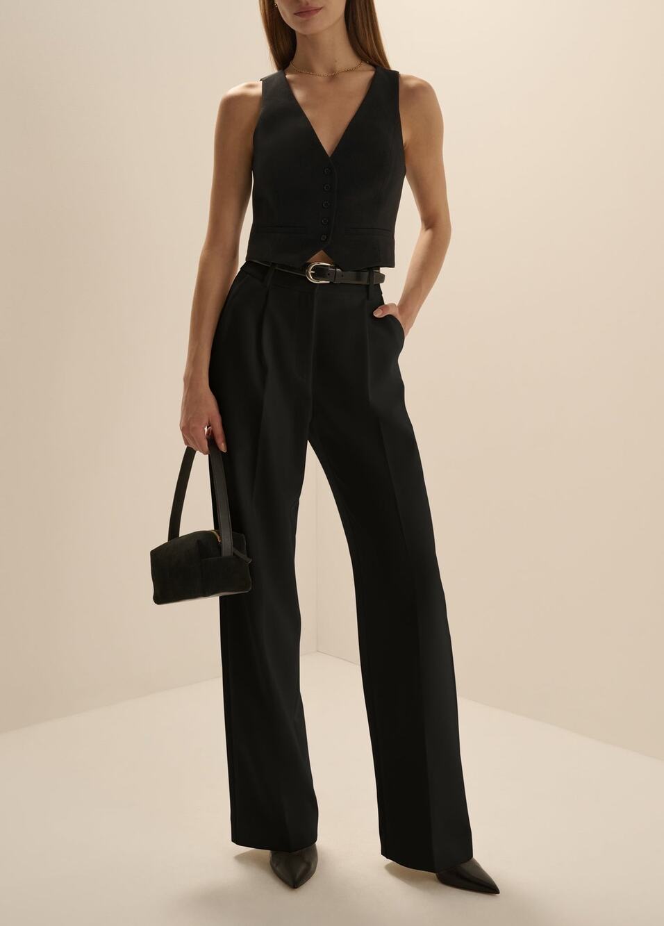 Favorite Daughter Black The Favorite Pants High Rise Wide Leg Trousers Size 4